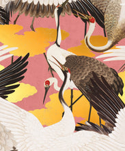 Load image into Gallery viewer, Cranes Metallic Wallpaper - Colourway: Pinku (Gold) - Swatch