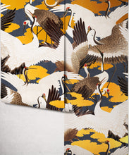 Load image into Gallery viewer, Cranes Metallic Wallpaper - Colourway: Sora (Gold) - Roll