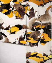 Load image into Gallery viewer, Cranes Metallic Wallpaper - Colourway: Yuri (Gold) - Roll