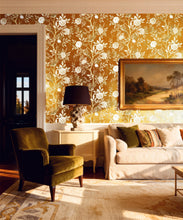 Load image into Gallery viewer, Chinoiserie Metallic Wallpaper - Colourway: Linen (Gold) - Insitu