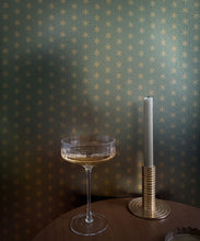 Load image into Gallery viewer, Tudor Star Metallic Wallpaper - Colorway: Arsenic - Fable Collection by M&amp;K Studios - Insitu