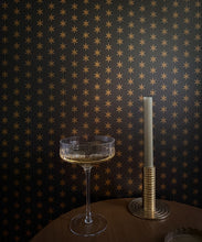 Load image into Gallery viewer, Tudor Star Metallic Wallpaper - Colorway: Night - Fable Collection by M&amp;K Studios - Insitu