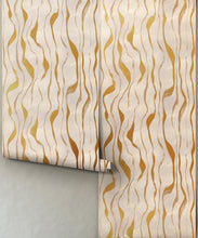 Load image into Gallery viewer, Cascade Metallic Wallpaper - Colourway: Gold - Roll