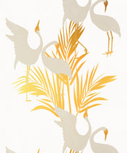 Load image into Gallery viewer, Dancing Brolga Metallic Wallpaper - Colourway: Brass (Gold) - Swatch