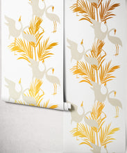 Load image into Gallery viewer, Dancing Brolga Metallic Wallpaper - Colourway: Brass (Gold) - Roll