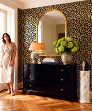 Load image into Gallery viewer, Lunaria Metallic Wallpaper - Colourway: Blue (Gold) - Insitu
