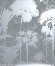Load image into Gallery viewer, Shadow Palms Metallic Mural - Colourway: Blue (Silver) - Swatch