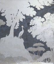 Load image into Gallery viewer, Tuscan Landscape Metallic Wallpaper - Colourway: Navy (Silver) - Swatch
