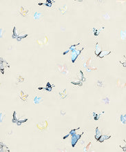 Load image into Gallery viewer, Butterflies Metallic Wallpaper - Colourway: Beige (Silver) - Swatch