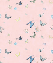 Load image into Gallery viewer, Butterflies Metallic Wallpaper - Colourway: Pink (Silver) - Swatch