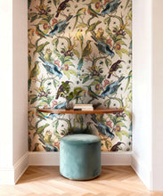Load image into Gallery viewer, Ornithology Metallic Wallpaper - Colourway: - Insitu