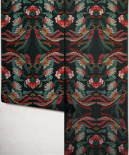 Load image into Gallery viewer, Prancing Peacocks Metallic Wallpaper - Roll