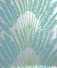 Load image into Gallery viewer, Feather Palm Metallic Wallpaper - Colourway: Sea Breeze (Silver) - Swatch
