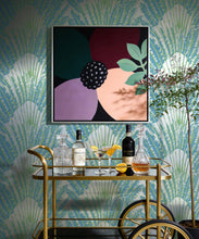 Load image into Gallery viewer, Feather Palm Metallic Wallpaper - Colourway: Sea Breeze (Silver) - Insitu