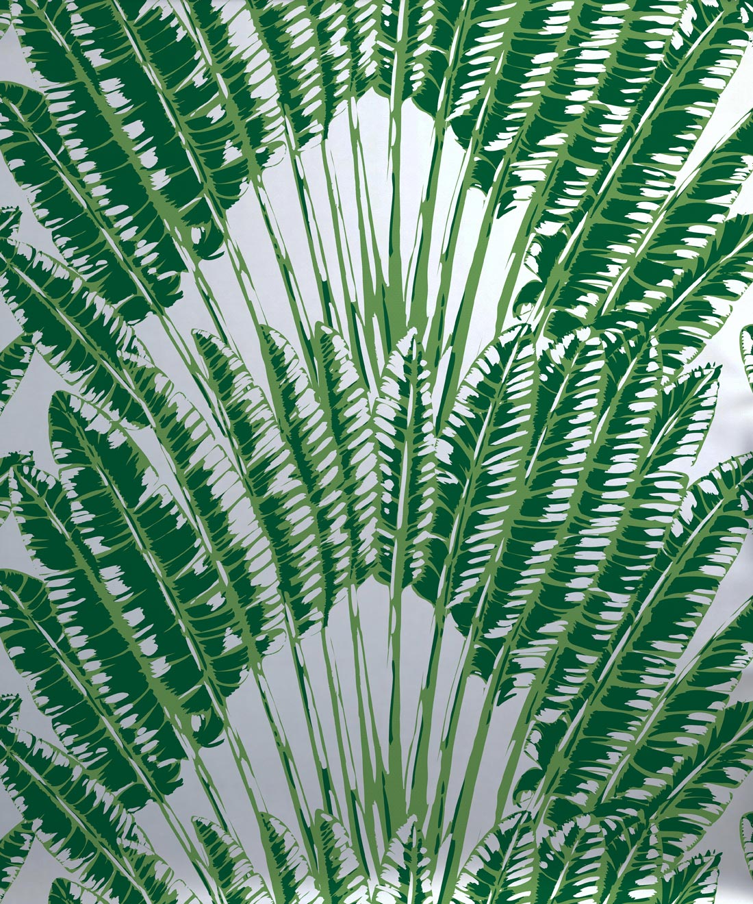 Feather Palm Metallic Wallpaper - Colourway: Aloha (Silver) - Swatch