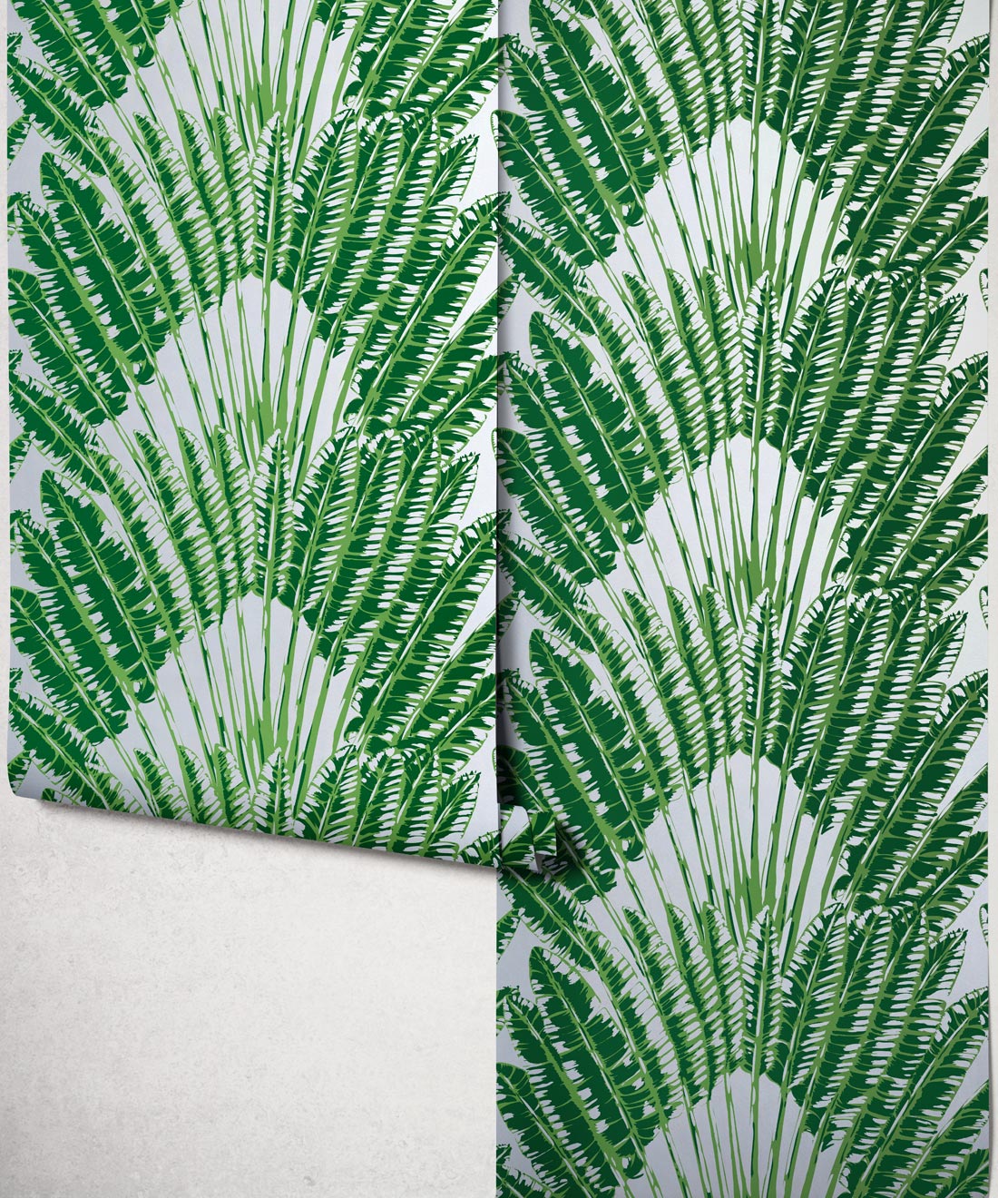 Feather Palm Metallic Wallpaper - Colourway: Aloha (Silver) - Roll