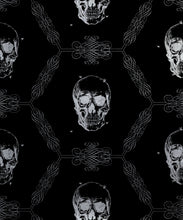 Load image into Gallery viewer, Skull &amp; Bee Metallic Wallpaper - Colourway: Black (Silver) - Swatch
