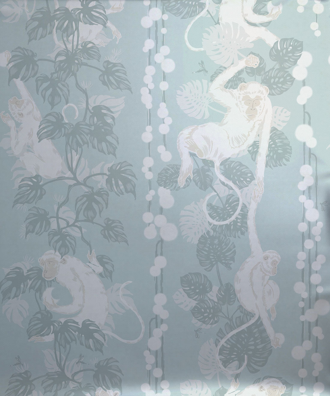5 Monkeys Metallic Wallpaper - Colourway: Soft Blue (Silver) - Swatch