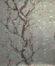 Load image into Gallery viewer, Plum Blossom Metallic Wallpaper - Colourway: Silver - Swatch