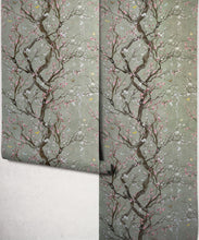 Load image into Gallery viewer, Plum Blossom Metallic Wallpaper - Colourway: Silver - Roll