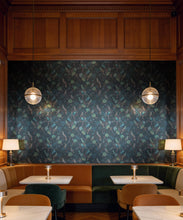 Load image into Gallery viewer, Matilda Metallic Wallpaper - Colourway: Deep Blue (Silver) - Insitu