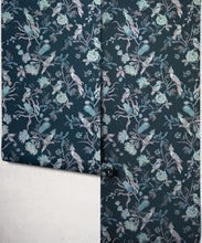 Load image into Gallery viewer, Matilda Metallic Wallpaper - Colourway: Deep Blue (Silver) - Roll