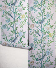 Load image into Gallery viewer, Chinoiserie Metallic Wallpaper - Colourway: Blush (Silver) - Roll