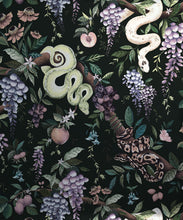 Load image into Gallery viewer, Snake Charmer Metallic Wallpaper - Colourway: Forest (Silver) - Swatch