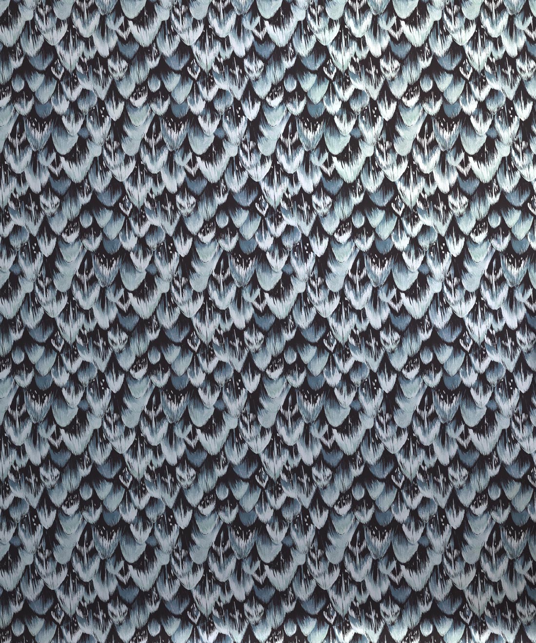 Tail Feather Metallic Wallpaper - Colourway: Kingfisher (Silver) - Swatch
