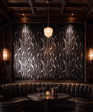 Load image into Gallery viewer, Cascade Metallic Wallpaper - Colourway: Onyx (Silver) - Insitu