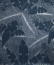 Load image into Gallery viewer, Art Deco Palm Metallic Wallpaper - Colourway: Navy (Silver) - Swatch