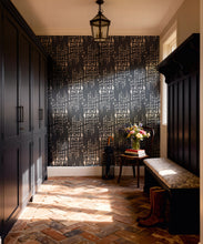 Load image into Gallery viewer, Love Note Metallic Wallpaper - Colourway: Charcoal Reversed (Silver) - Insitu