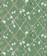 Load image into Gallery viewer, Petite Climbing Sweet Pea Wallpaper • Dark Green &amp; Cane • Swatch