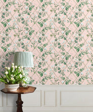 Load image into Gallery viewer, Petite Climbing Sweet Pea Wallpaper • Pink • Insitu