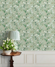 Load image into Gallery viewer, Petite Climbing Sweet Pea Wallpaper • Sage &amp; Cane • Insitu