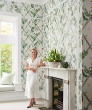 Load image into Gallery viewer, Climbing Sweet Pea Treillage Mural • Irish Linen • Insitu
