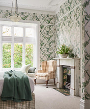 Load image into Gallery viewer, Climbing Sweet Pea Treillage Mural • Irish Linen • Insitu