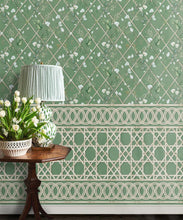 Load image into Gallery viewer, Climbing Sweet Pea Frieze Mural • Dark Green &amp; Cane • Insitu