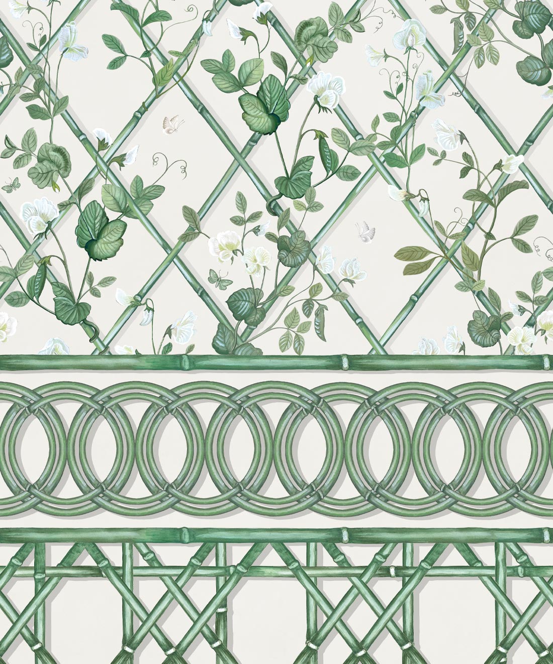 Climbing Sweet Pea Frieze Mural • Irish Linen • Swatch