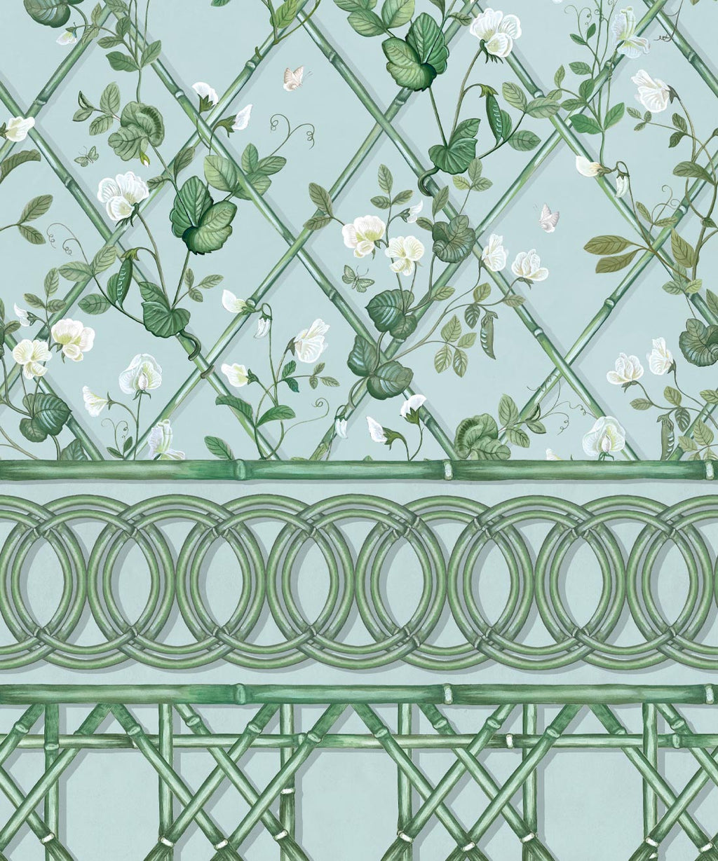 Climbing Sweet Pea Frieze Mural • Light Provence • Swatch