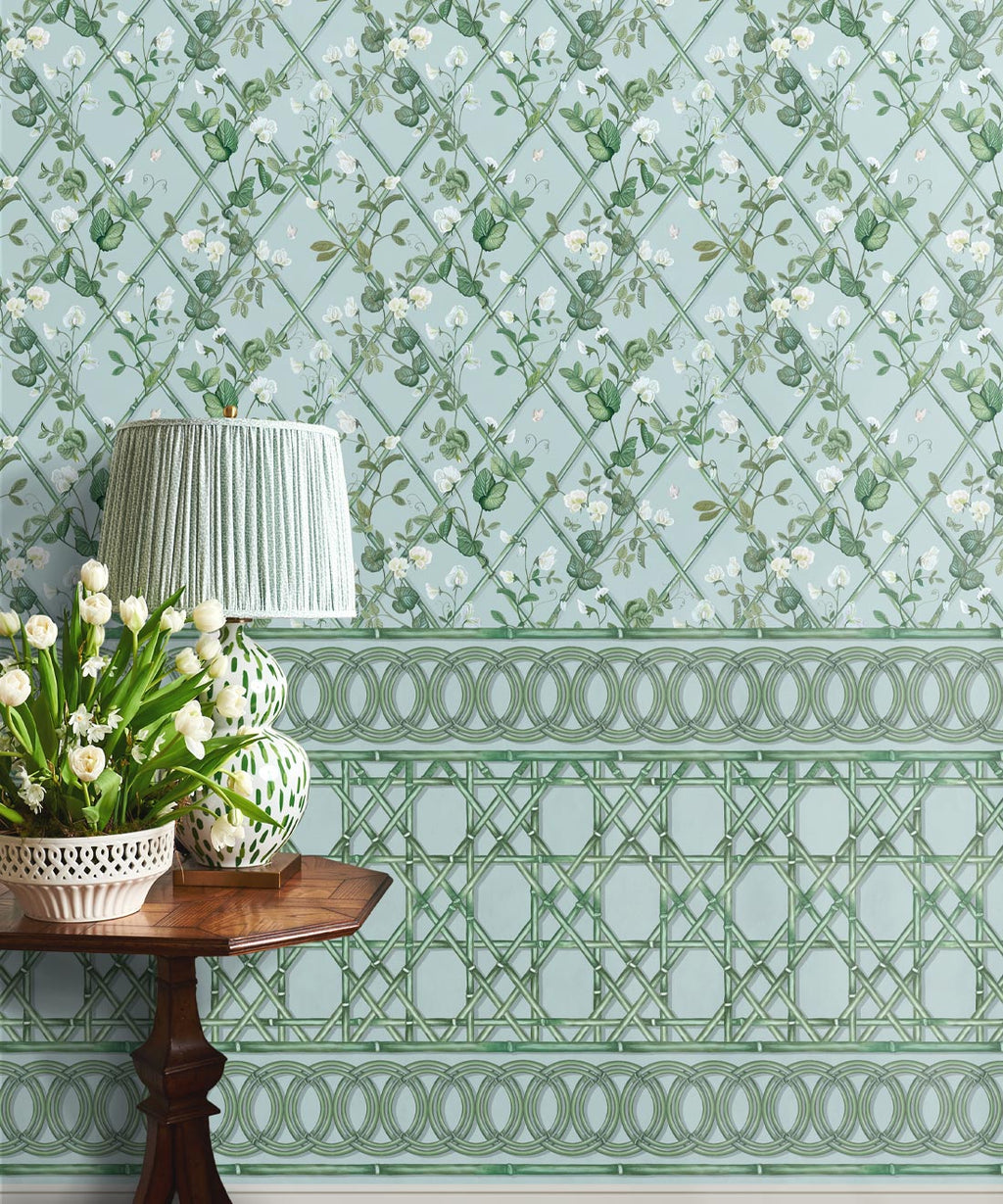 Climbing Sweet Pea Frieze Mural • Light Provence • Insitu