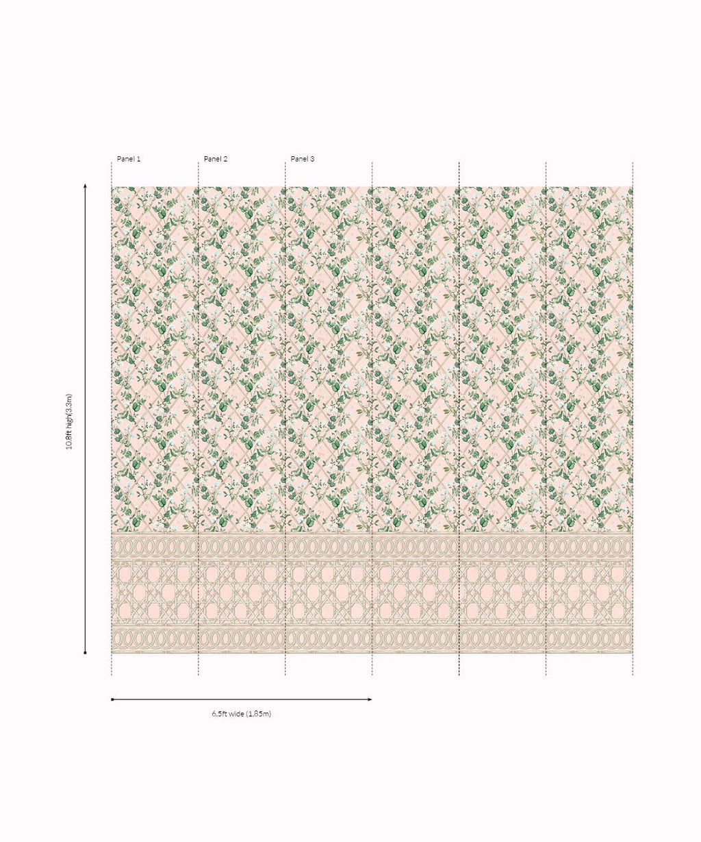 Climbing Sweet Pea Frieze Mural • Pink • Panels