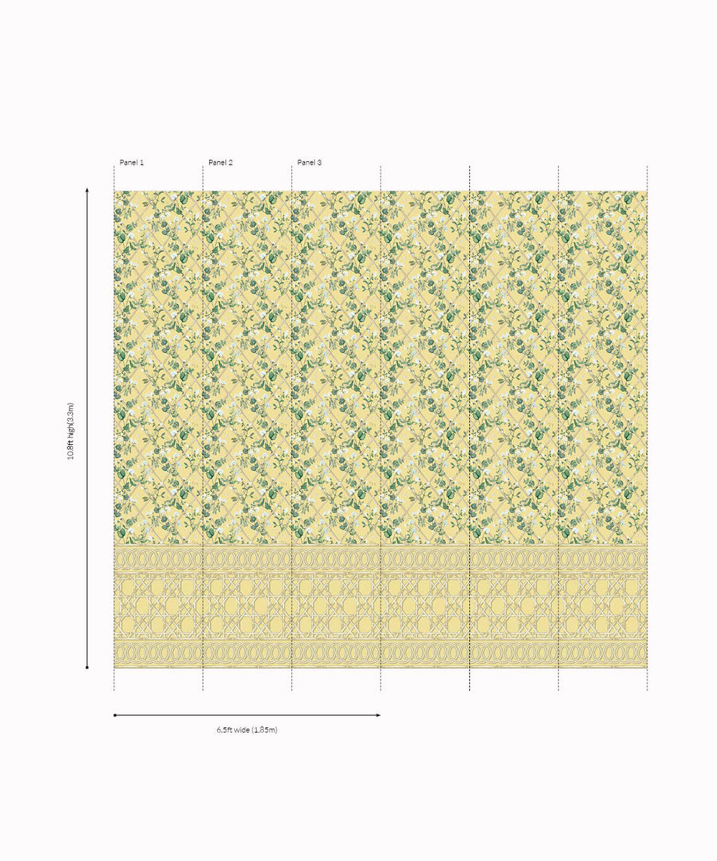 Climbing Sweet Pea Frieze Mural • Rattan & Cane • Panels