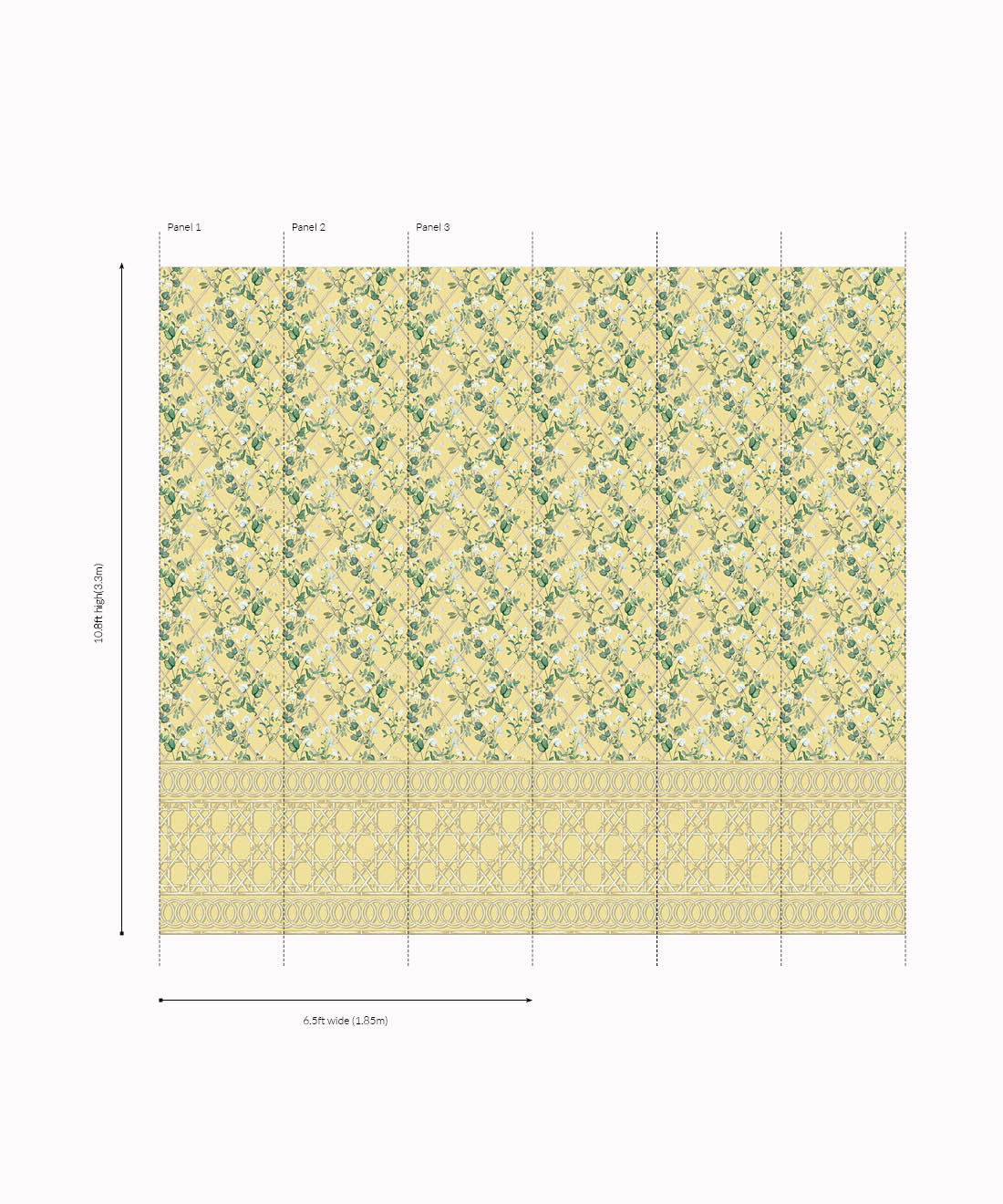 Climbing Sweet Pea Frieze Mural • Rattan & Cane • Panels