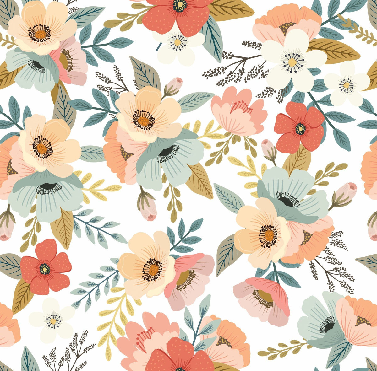 Forna Floral Peel and Stick Wallpaper - White pattern