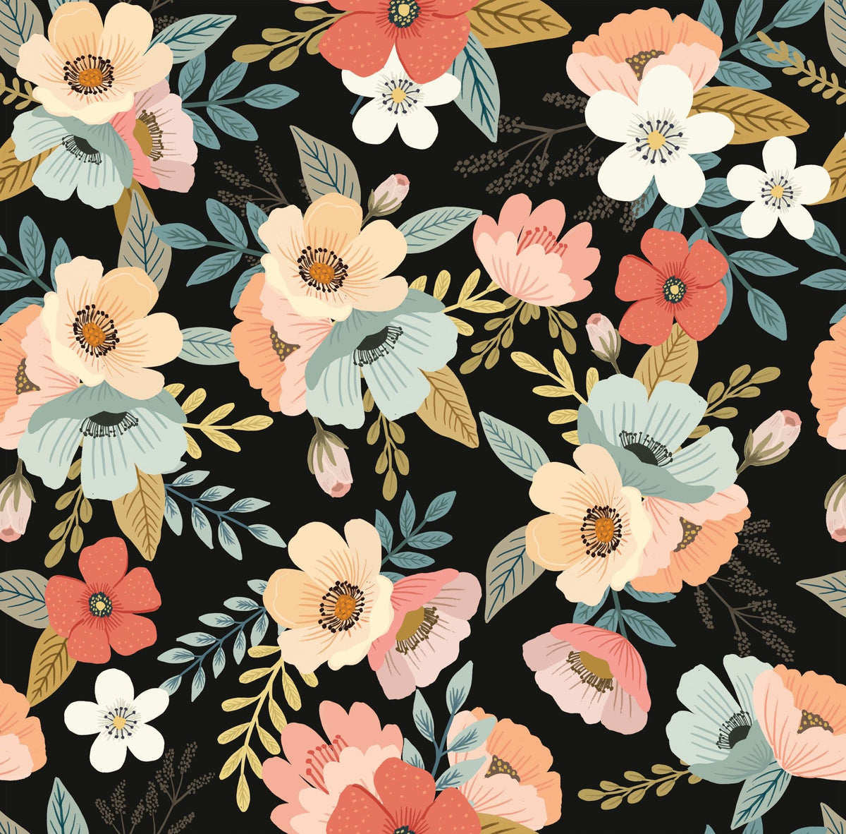 Forna Floral Peel and Stick Wallpaper - Black pattern