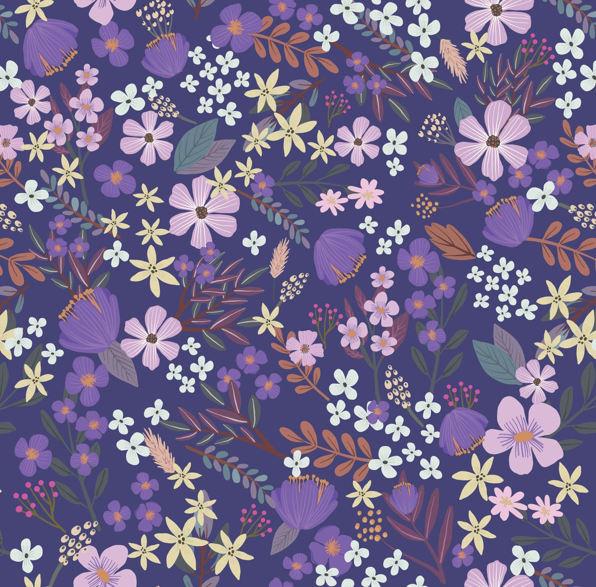 Margarida Floral Peel and Stick Wallpaper - Purple pattern