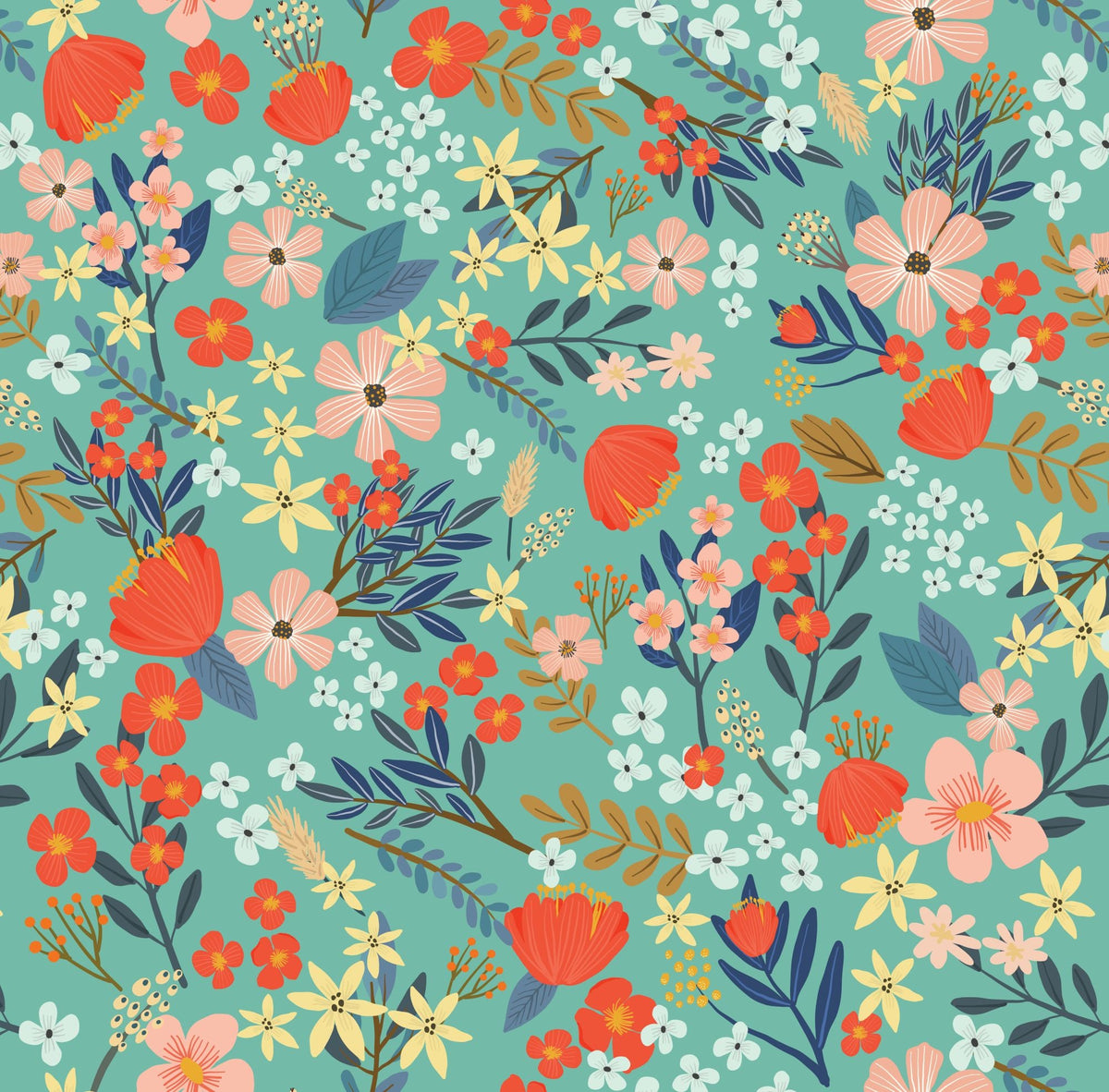 Margarida Floral Peel and Stick Wallpaper - Green pattern