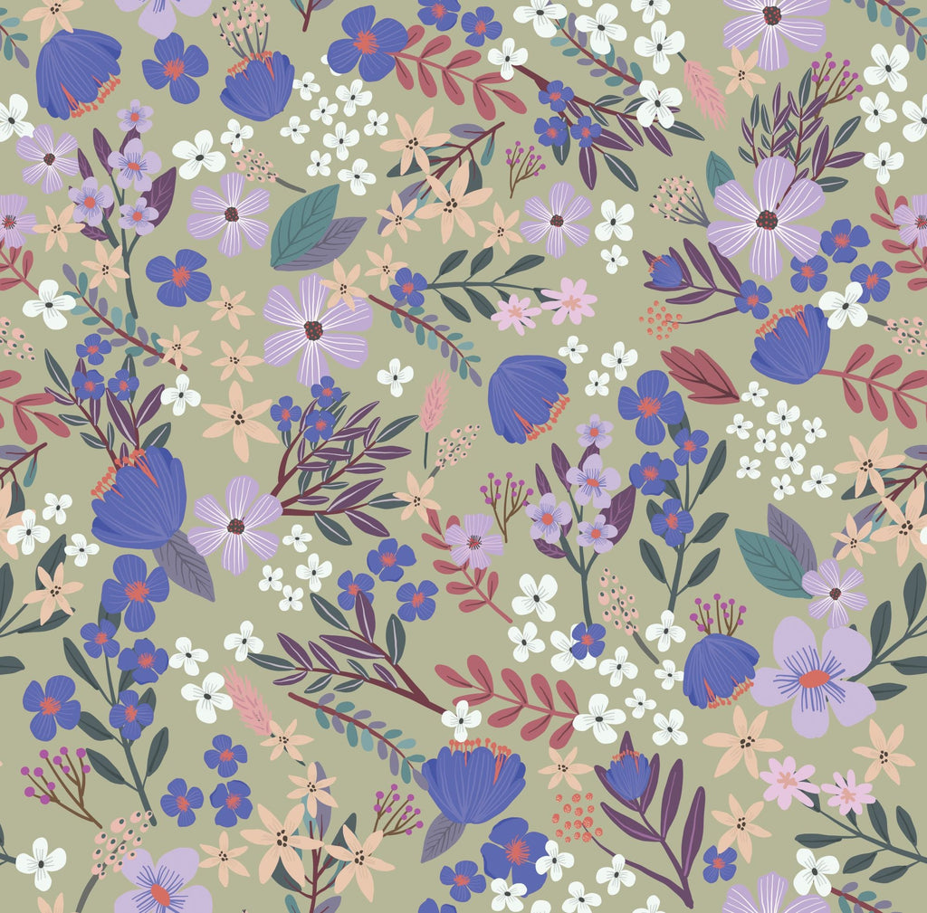 Margarida Floral Peel and Stick Wallpaper - Sage pattern