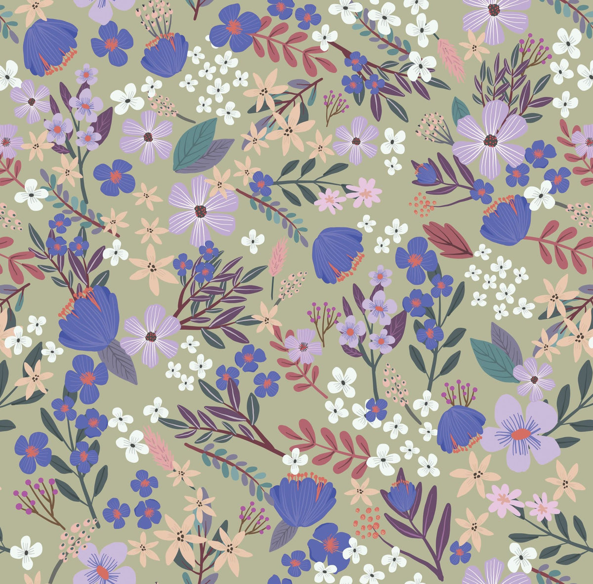 Margarida Floral Peel and Stick Wallpaper - Sage pattern